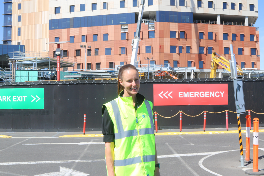Sarah Hose, Director Redevelopment outside Frankston Hospital Redevelopment.